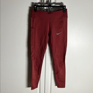 Nike Burgundy Leggings with Metallic Logo